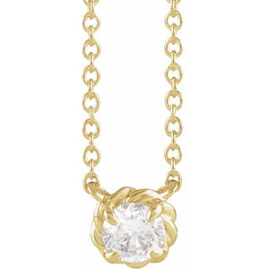 1/4 CTW Natural Diamond Round Claw-Prong Rope Necklace in 14K Gold & Platinum