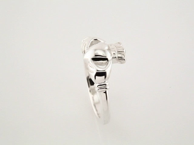 Polished Platinum Claddagh Ring - Youth Size Symbol of Love