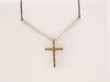 14K White Natural Blue Sapphire Petite Cross 16