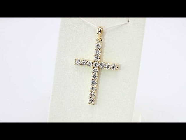 14K Yellow 1/4 CTW Natural Diamond Cross Pendant