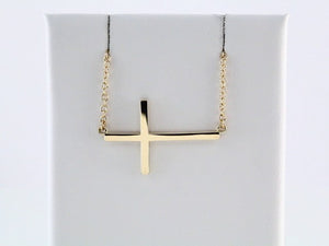 14K Gold Sideways Cross Necklace