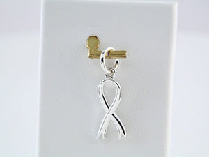 14K Gold Breast Cancer Awareness Ribbon Charm/Pendant