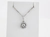 14K White Gold 1/2 CTW Diamond Halo Necklace - 18 Inch Elegance