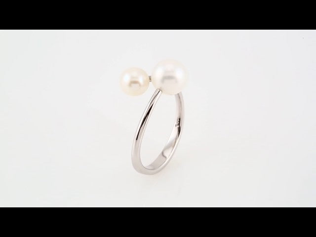 14K White Cultured White Freshwater Pearl Ring