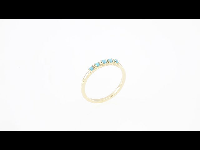 14K Gold Natural Turquoise Cabochon Stackable Ring