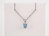 14K White Gold Natural Aquamarine Youth Solitaire Necklace - 14 Inch