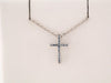 14K White Gold Petite Cross Necklace with Natural Blue Sapphires - 16 Inches