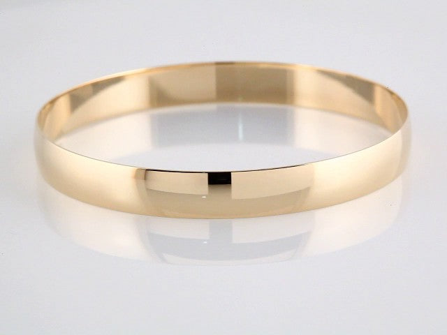 14K Yellow 2  mm Half Round Bangle 7 1/2" Bracelet