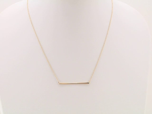 14K Yellow Gold 17" Straight Bar Necklace - Polished Elegance