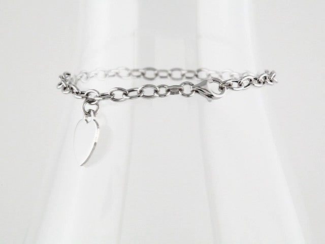 Sterling Silver Heart Charm Bracelet 7.5 inches - Elegant Design