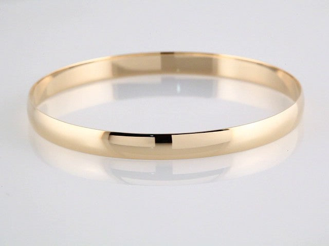 14K Yellow Gold 2 mm Half Round Bangle Bracelet - 7 1/2 Inch