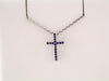 14K White Natural Blue Sapphire Petite Cross 16