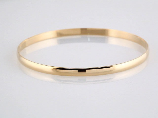 14K Yellow 2  mm Half Round Bangle 7 1/2" Bracelet