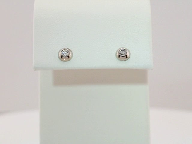 14K Gold Natural Diamond Domed Stud Earrings