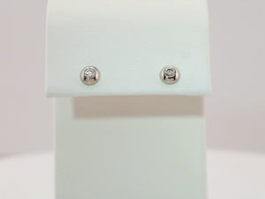 14K Gold Natural Diamond Domed Stud Earrings